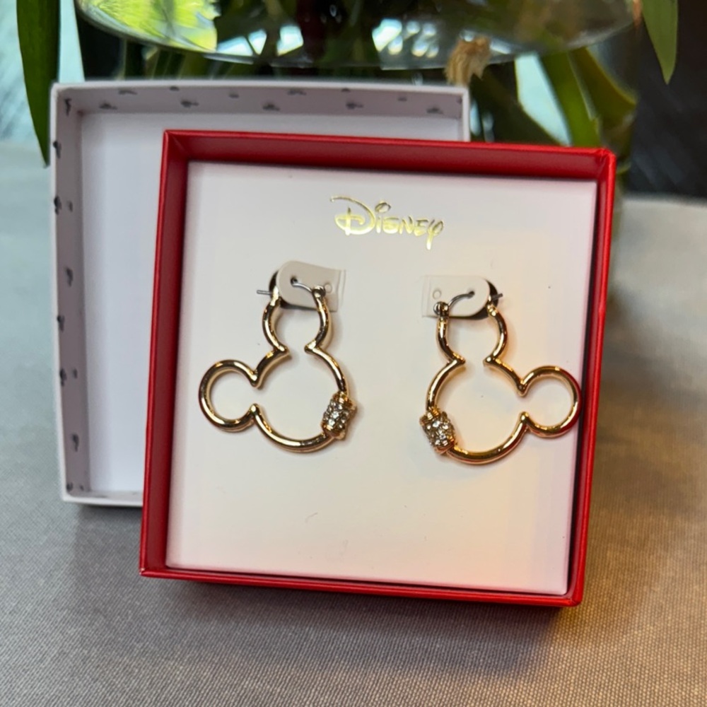 Disney Gold Classic Mickey Mouse Earrings with Bling NWT